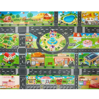 

Children Playing Mat Floor Game Baby Crawling Mat Pad 130*100CM Waterproof Kids Traffic Road Sign Car Parking Lot Boy Toys