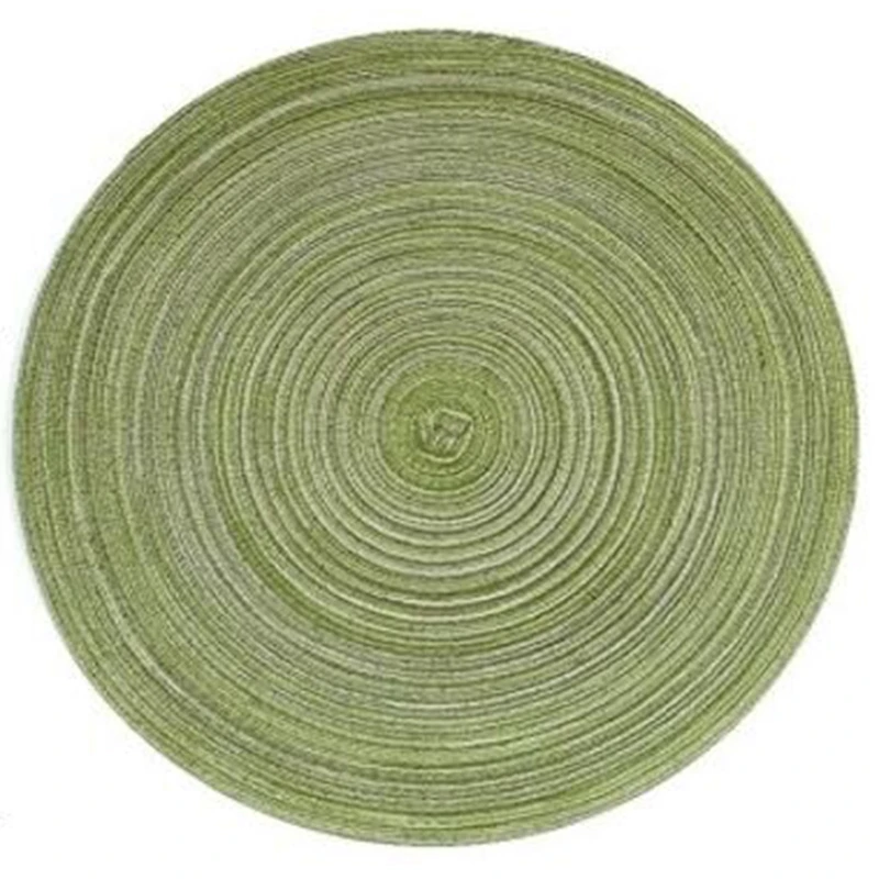 6Pcs Round Design Table Ramie Insulation Pad Solid Placemats Linen Non Slip Table Mat Kitchen Accessories Decoration Home Pad Co