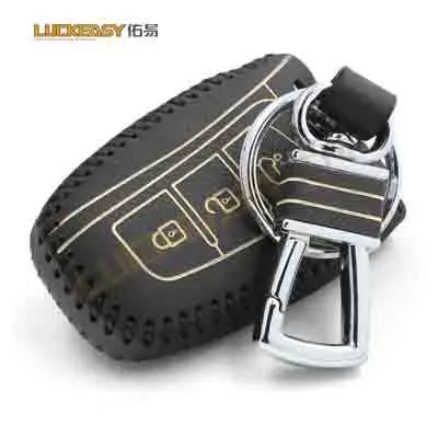 Luckeasy для hyundai SANTA FE gl/gls 2013 чехол автомобильный ключ держатель Крафт первый слой 2013 santafe IX45 key2a - Название цвета: Черный