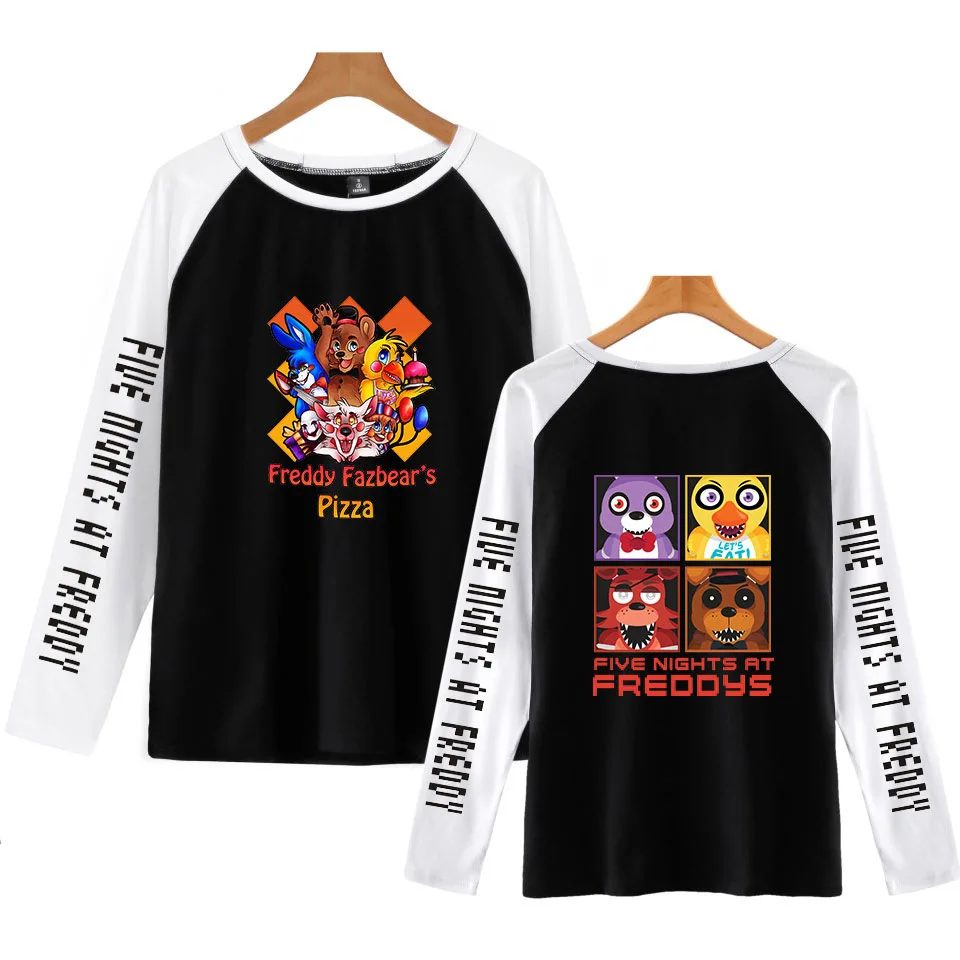 Мужская футболка с длинным рукавом FNAF Повседневная Футболка реглан надписью Five