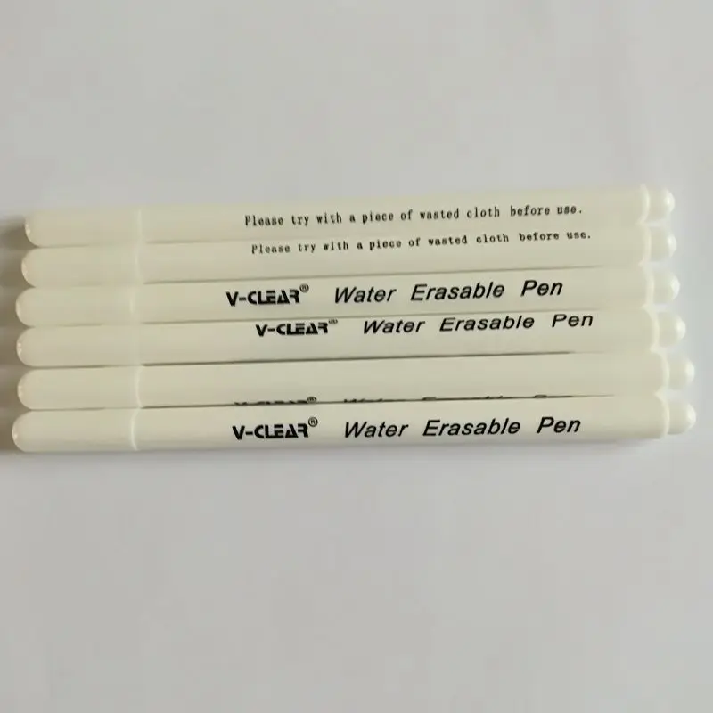 White Color Water Soluble Pen 6 Pcs Wasable Ink Pen For Cross Stitch Textile Erasable Marking Pen Fabric Marker DIY Needlework