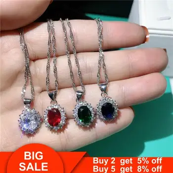 

Princess Diana Pendant Real 925 sterling silver bijou Pave cz Royal Wedding Pendants with necklace for women Bridal Jewelry Gift