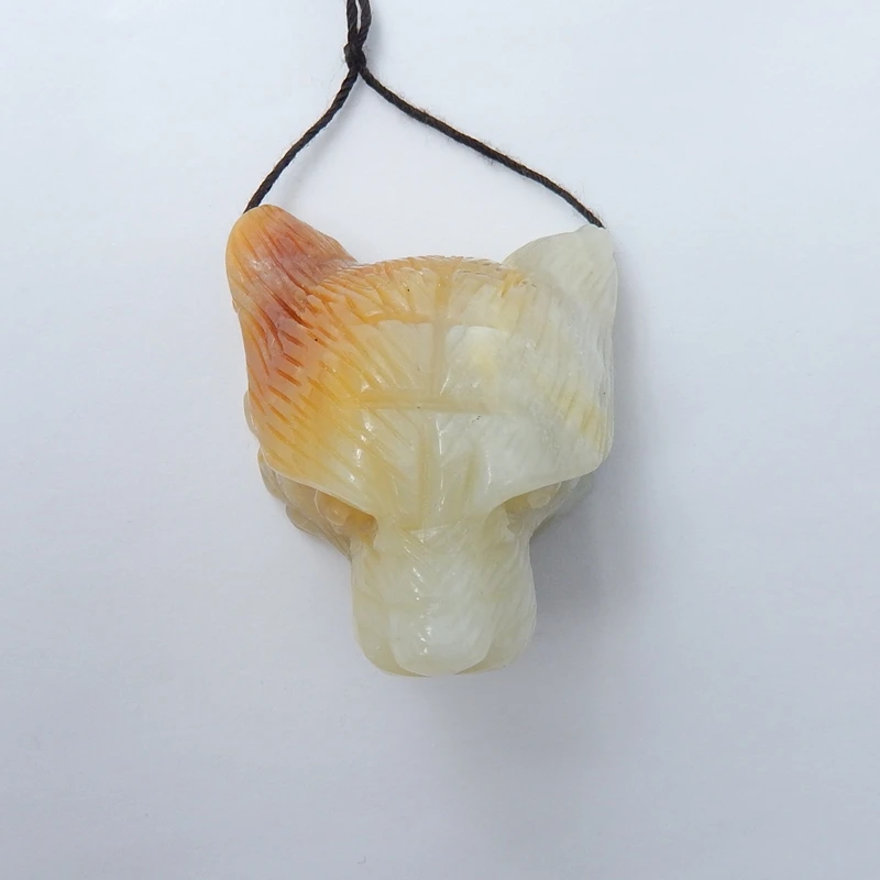 New Arrived Handcraft Green Aventurine Obsidian Amazonite Carved Tiger Head Pendants, 45x34x29mm, 47g