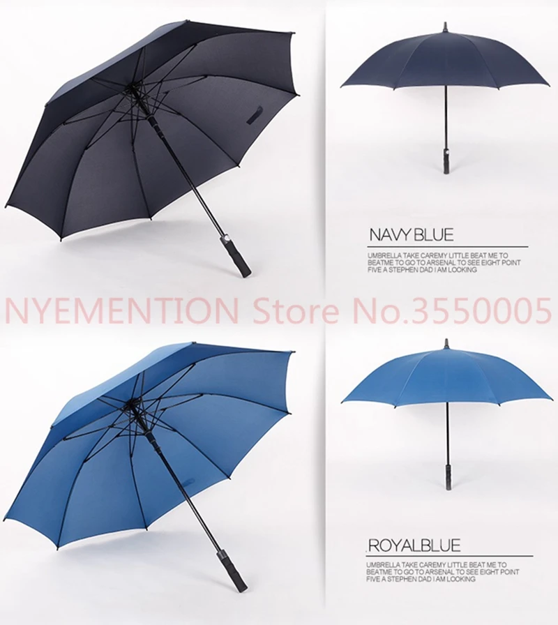 Large Strong Golf Long hand Stick Rain Auto Open Umbrellas Suit For 2-3 People Family Student 125CM