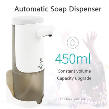 

450ML Touchless Bathroom Dispenser Smart Sensor Liquid Soap Dispenser For Kitchen Adhesive Wall Mounted Manual Foam Dispenser