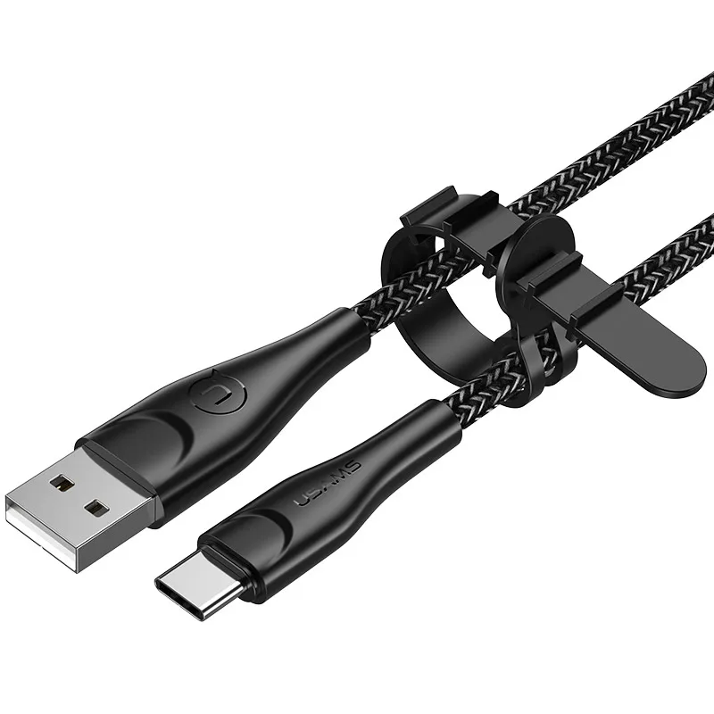 Кабель usb type-C USAMS 3 м 2 м 1 м для быстрой зарядки samsung s10 S9 для huawei P20 P30 Ximo mi 9 кабель type-c шнуры USB C - Цвет: Черный