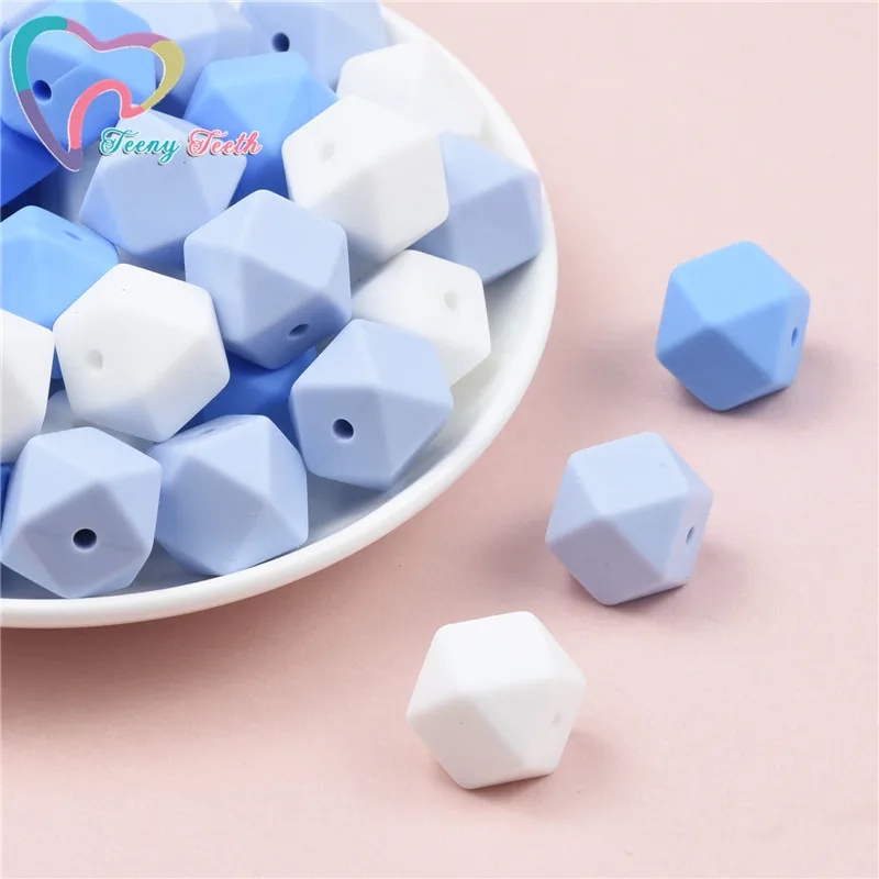 

Бусины для мальчиков подростковые, 14-17 мм, 10 шт., голубые цвета, силиконовые шестигранные шарики