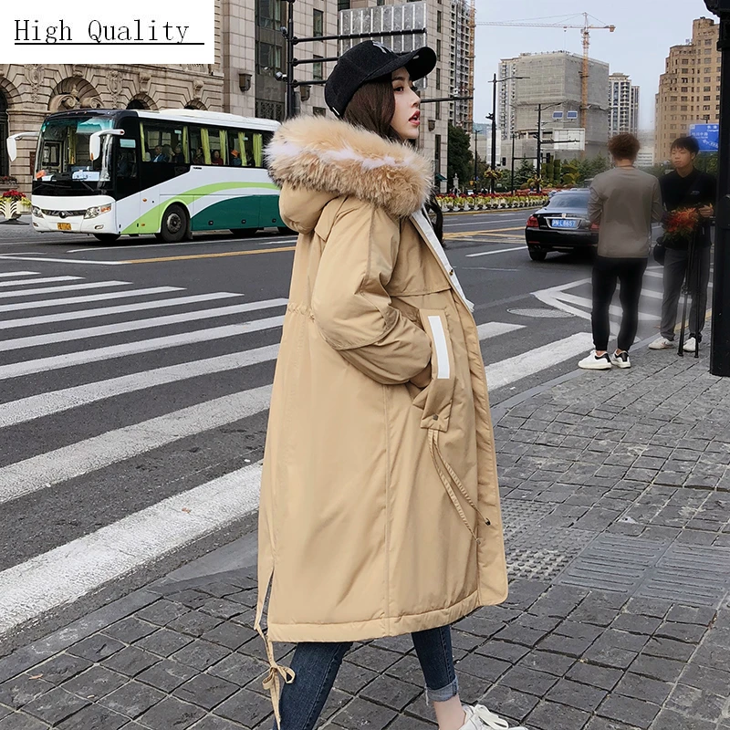 

Womens Down Jackets Winter Coats Female Long Down Parka Real Fur Hooded Thick Warm Clothes Korean Fashion Coats LWL1341