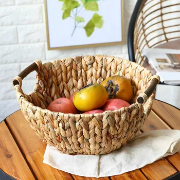

Wicker Weaving Storage Basket for Kitchen Rattan Straw Fruit Baskets Handle Storage Baskets Container Case Home Organizer Wy100