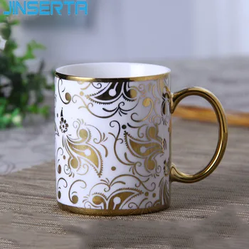 

JINSERTA Marbled Ceramic Mug Tea Coffee Milk Cup Luxury Gold Large Capacity Home Hotel Restaurant Cafe Decor Cup