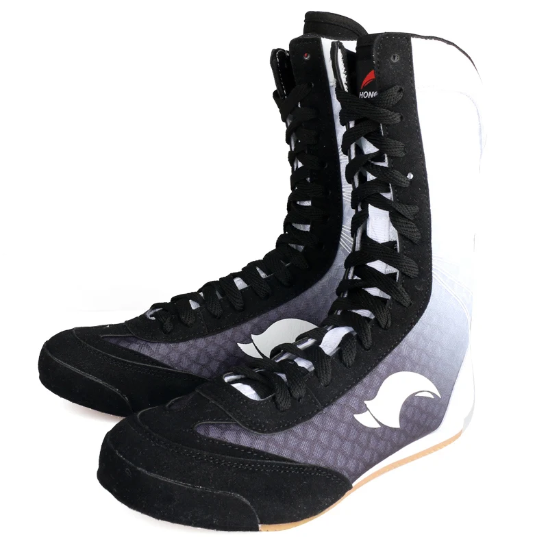 Professional Boxing Wrestling Boots Rubber Sole High Top Combat Sneakers Lace-up Training Fighting Boots Plus Size 35-46