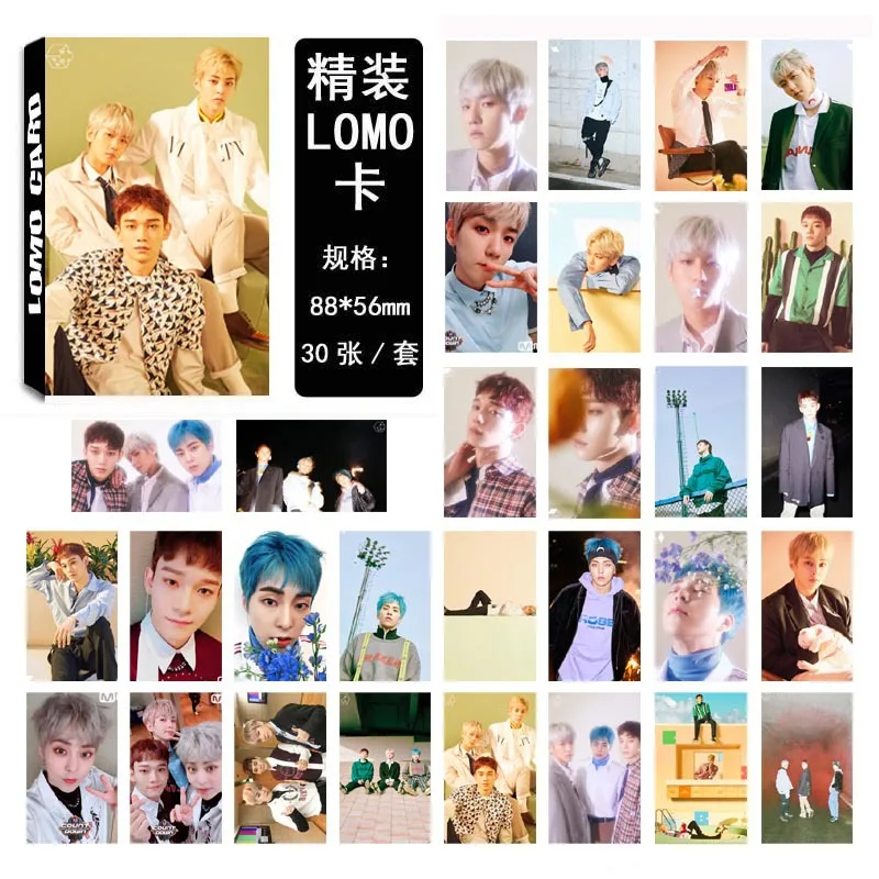 30Pcs/set KPOP EXO Photocard Team 11 Album Universe The War Collection HD kpop EXO Photo Card Self Made LOMO Card