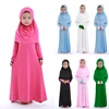 Muslim Kids Girls Prayer Dress Hijab Abaya Robe Arab Dubai Children Ramadan Kaftan Headscarf Islamic Eid Party Gown Jilbab