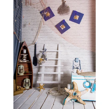 

Photography Backdrop Summer Holiday Starfish Fishing net Wood Photocall backgrounds baby birthday party banner studio background