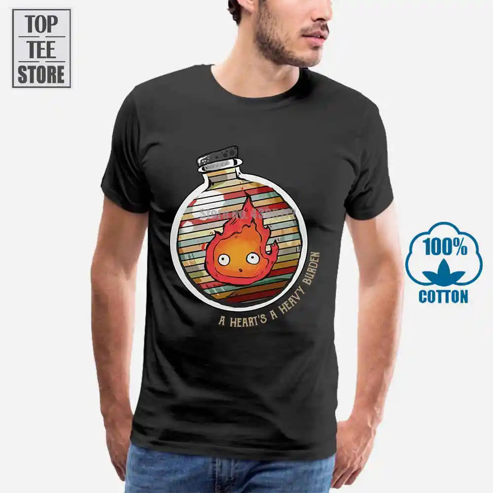 Черная футболка Calcifer Ghibli A Heart'S Heavy Burse M 6 Xl|Футболки| |