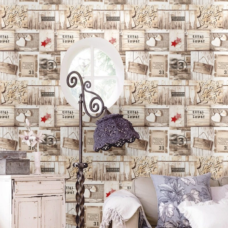 

WELLYU Wood plank digital keys vintage wallpaper living room cinema cafe personality clothing store hairdressing wallpaper