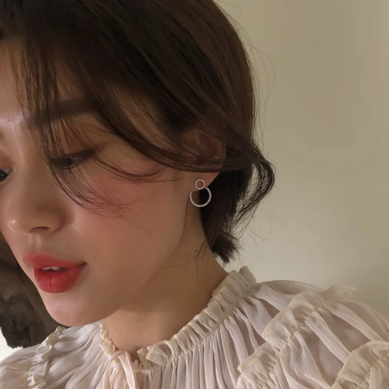 Micro Pave Zircon Front And Back Circle Stud Earrings For Women 2022 New Jewelry Delicate Earings Wholesale