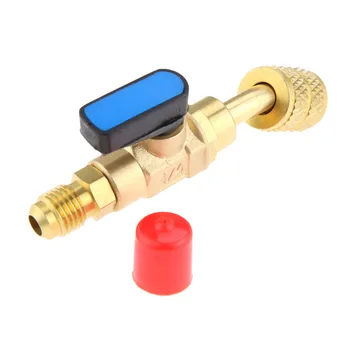 

1Pc Brass HVAC A/C Angled Shut-off Ball Valve Adapter Tool 1/4" SAE For R22 R12 R410a Charging Hoses Refrigerant Operation