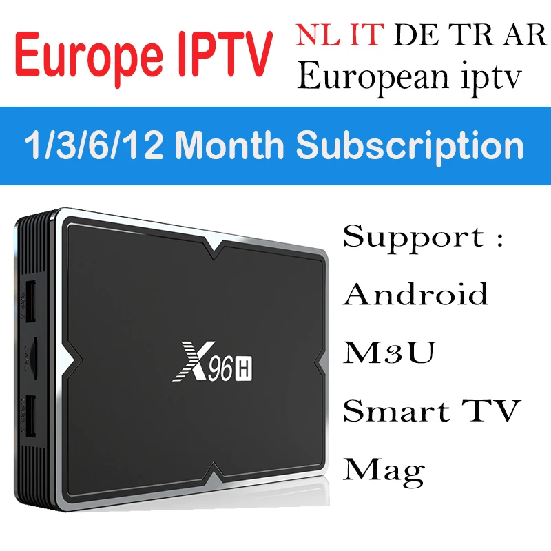 

Best Europe IPTV X96H Android 9.0 Smart TV BOX+ 1 Year 7000+ IPTV Subscription Dutch Italy Sweden Spain Netherlands Set top box
