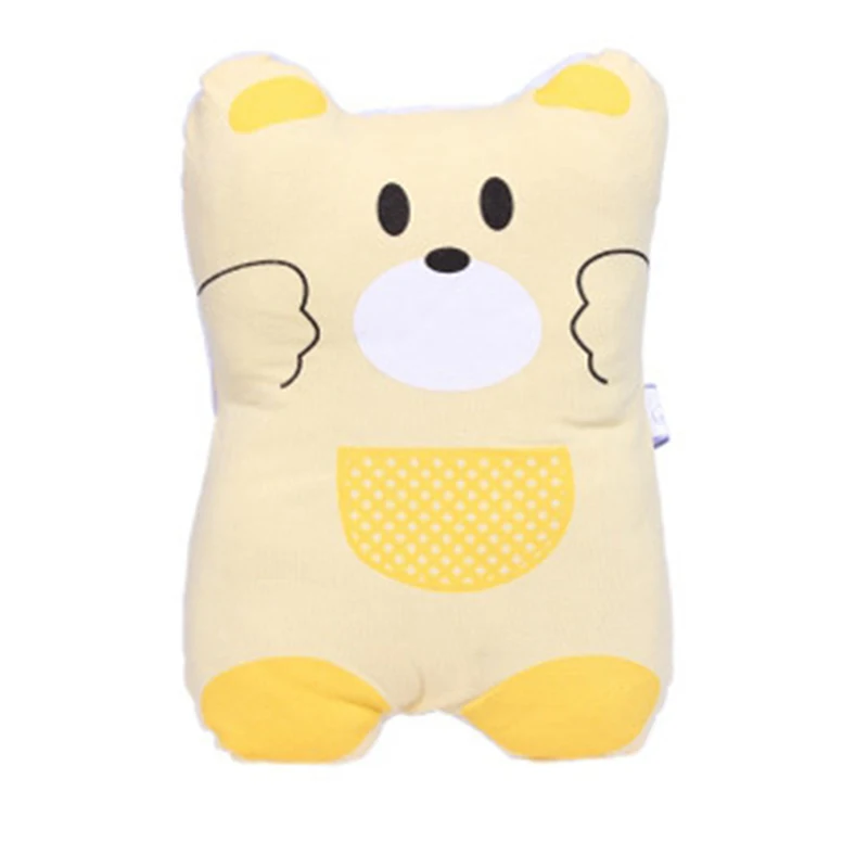 light yellow Поддерживающая вогнутая мультяшная подушка для младенцев, кормящих младенцев, новорожденных, Подушка для сна с принтом, формирующая подушка, предотвращающая плоскую голову - Цвет: light yellow