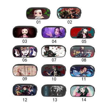 

Anime Demon Slayer: Kimetsu No Yaiba Cosplay Pencil case Cartoon Cosmetic Make Up Bag Canvas Double Zipper Stationery Bag Gift