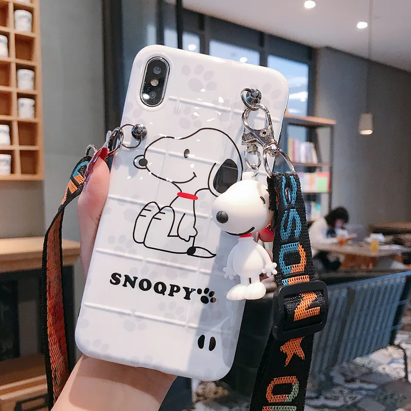 Модный чехол для мобильного телефона с милым мультяшным ремешком для iphone 6, 6s, 7, 8 Plus, чехол для мобильного телефона X, XS, XR, XSMAX