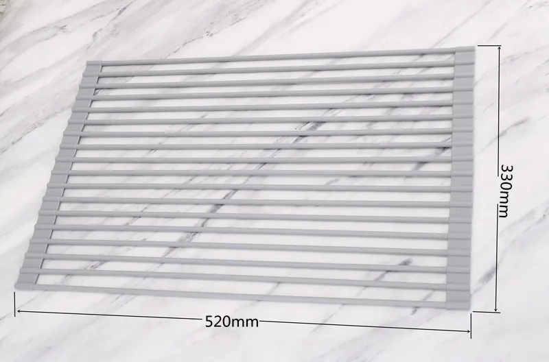 520x330mm Сушилка для посуды кухонная из нержавеющей стали держатель для слива над раковиной подходит для чаши тарелка Сушилка для овощей фруктов коврик лоток - Цвет: 520x330mm