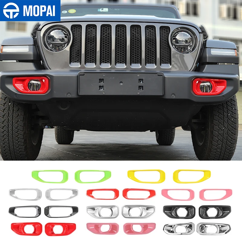 MOPAI Car Front Fog Light Lamp Decor Cover Sticker Accessories for Jeep Wrangler JL Sahara 2018+ for Jeep Gladiator JT 2018+
