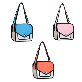 

Stylish Women 2D Shoulder School Bag Lady Casual 3D Drawing Cartoon Paper Comic Crossbody Bag Handbag Female Mini Shopping Tote