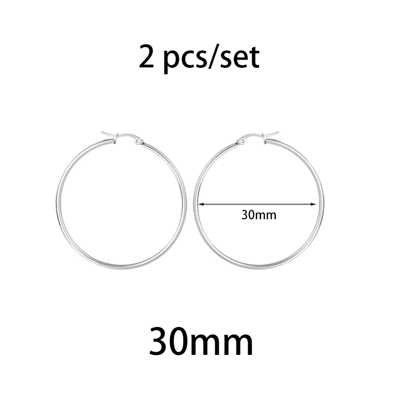 2 шт./компл. серьга-Кольцо из нержавеющей стали серьги для Для женщин Женский DIY ручной работы с открытым уход за кожей Гипербола круглый ювелирные аксессуары ‒ серёжки - Окраска металла: 30mm silver 2 pcs