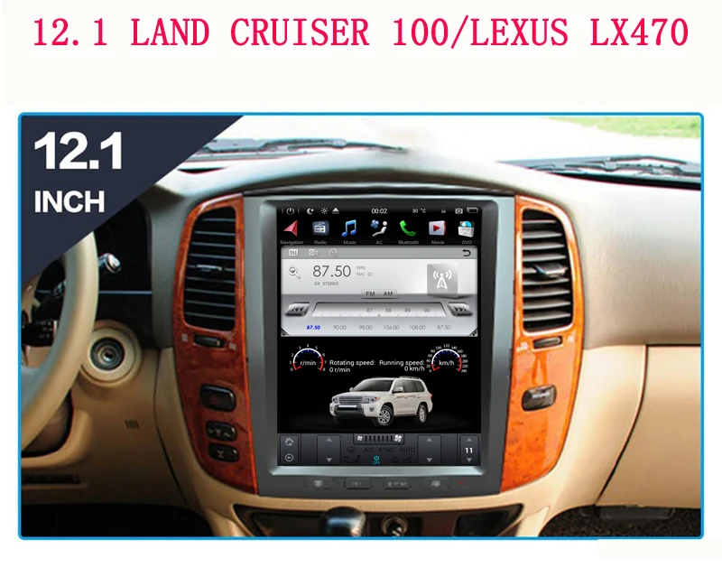 Автомобильный dvd-плеер в стиле tesla 12 1 дюйма Android 9 0 для LAND CRUISER 100 LX470 gps аудио