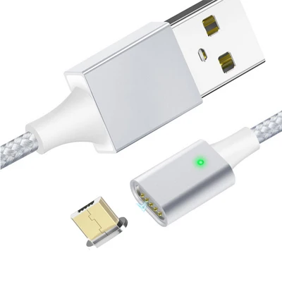 Микро Тип usb C Магнитный кабель Магнит USB кабель для мобильного телефона Быстрый Зарядное устройство, 1 м, 2 м, 3A быстрой зарядки шнур для Android мобильного телефона провода - Цвет: Silver and Micro