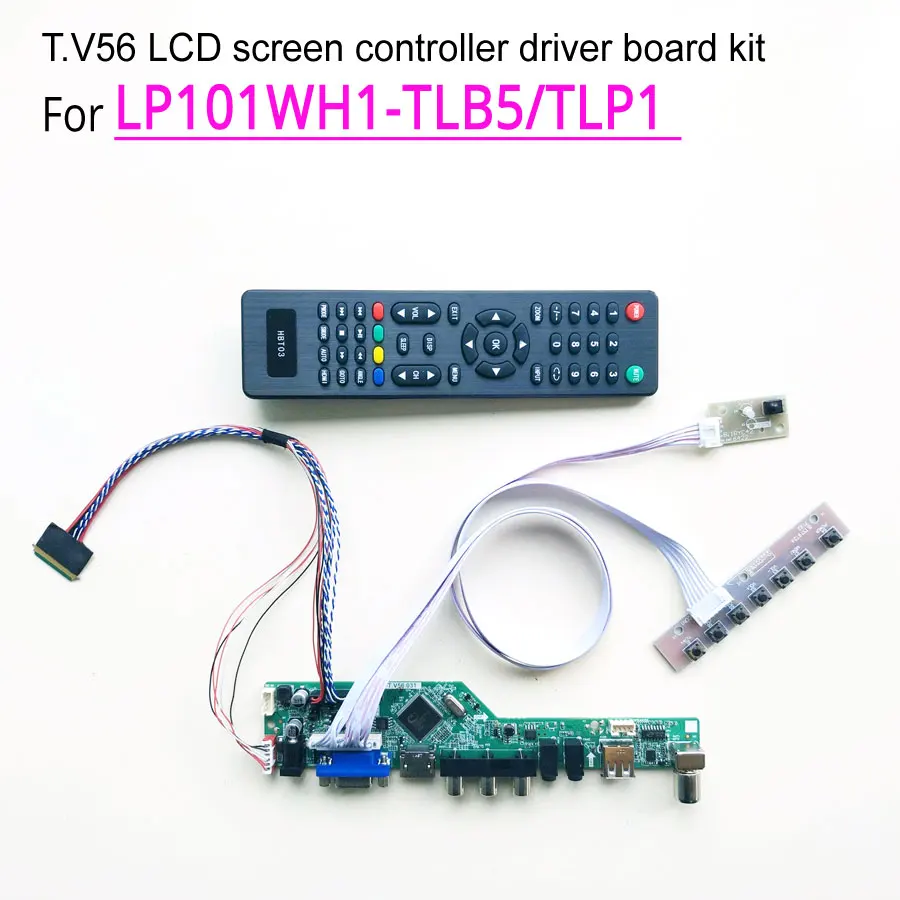 Для LP101WH1-TLB5/TLP1 ноутбук ПК T. V56 экран контроллер привод плата VGA+ HDMI+ AV+ USB+ RF 10," 1366*768 LVDS 40Pin WLED DIY kit