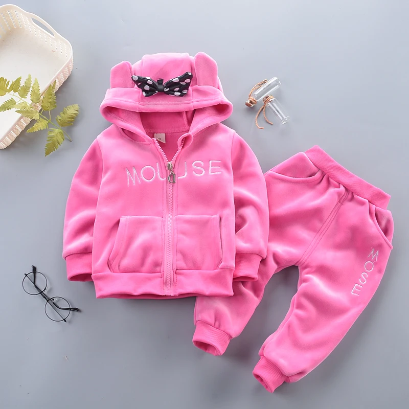 BibiCola/комплекты одежды для девочек; осенний детский плотный теплый костюм для девочек; детский Бархатный спортивный костюм для маленьких девочек; зимняя одежда - Цвет: picture color