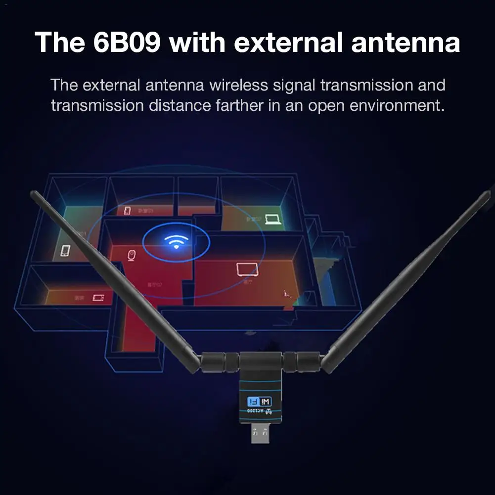 AC1200M беспроводная сетевая карта 1200 Мбит/с USB3.0 WiFi маршрутизатор приемник сигнала адаптер 2,4 ГГц/5 ГГц двухдиапазонный высокий коэффициент усиления 5dBi PC Antenn
