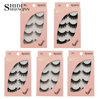

New 4 Pairs/box Thick Real Mink False Eyelashes Natural For Beauty Makeup Extension Fake Eyelashes Makeup Tool