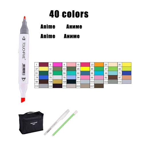 40 Colors Touchfive TouchFIVE маркер для рисования комплекты 30/40/60/80/168 Цвета аниме студент эскиз конструкции манга двойной наконечник спиртовой фломастер для рисования - Цвет: 40 Colors Touchfive
