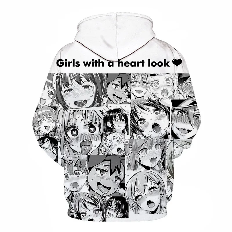 Забавная Толстовка Ahegao с принтом аниме для мужчин и женщин, уличная одежда с открытым ртом для мужчин, толстовки с длинными рукавами, мужской спортивный костюм, Прямая поставка