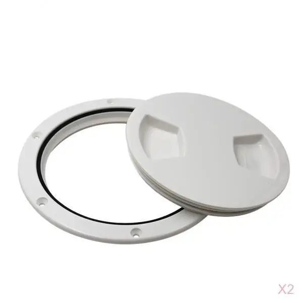 2pcs 5-1/2 Inch Deck Plate Waterproof Inspection Hatch Cover Lid Screw Type for Kayak Boat Fishing Rigging, White
