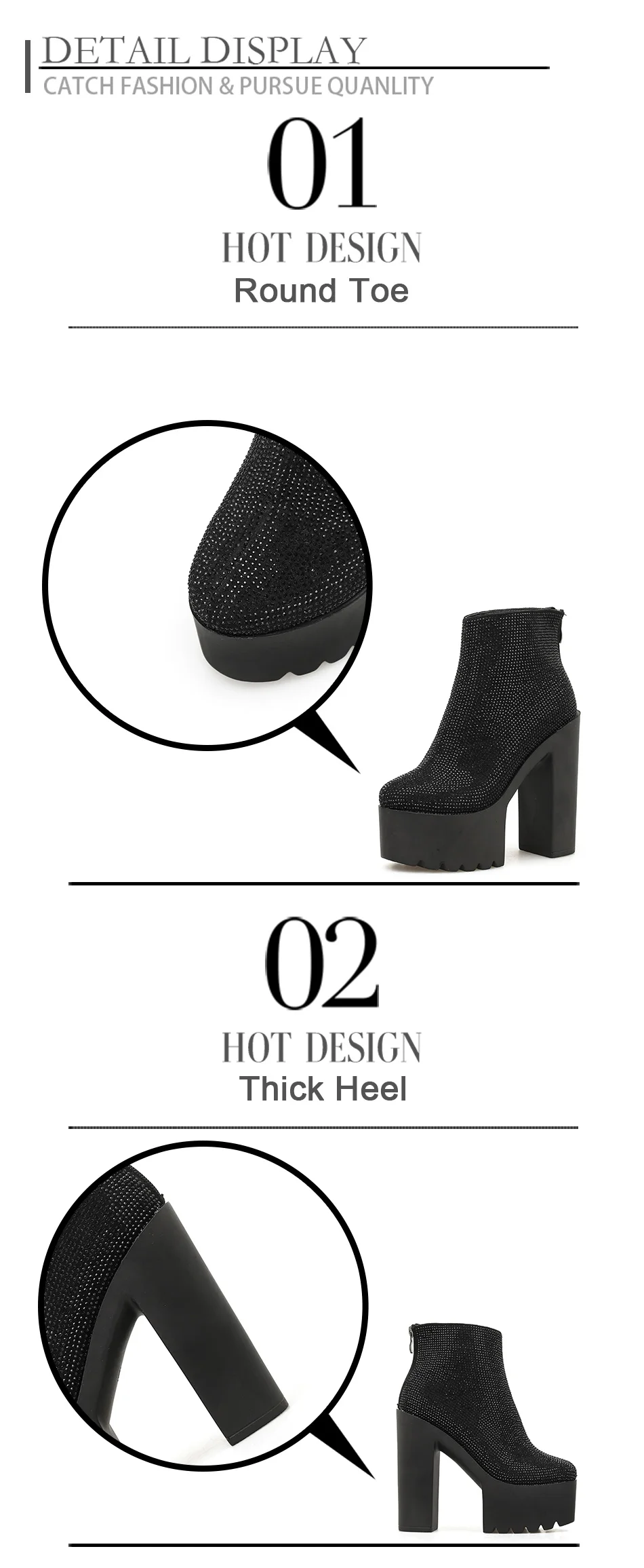 Gdgydh/пикантные женские ботинки с кристаллами ботильоны на высоком каблуке Женская обувь из замши черного цвета в готическом стиле Демисезонная обувь на платформе для вечеринок