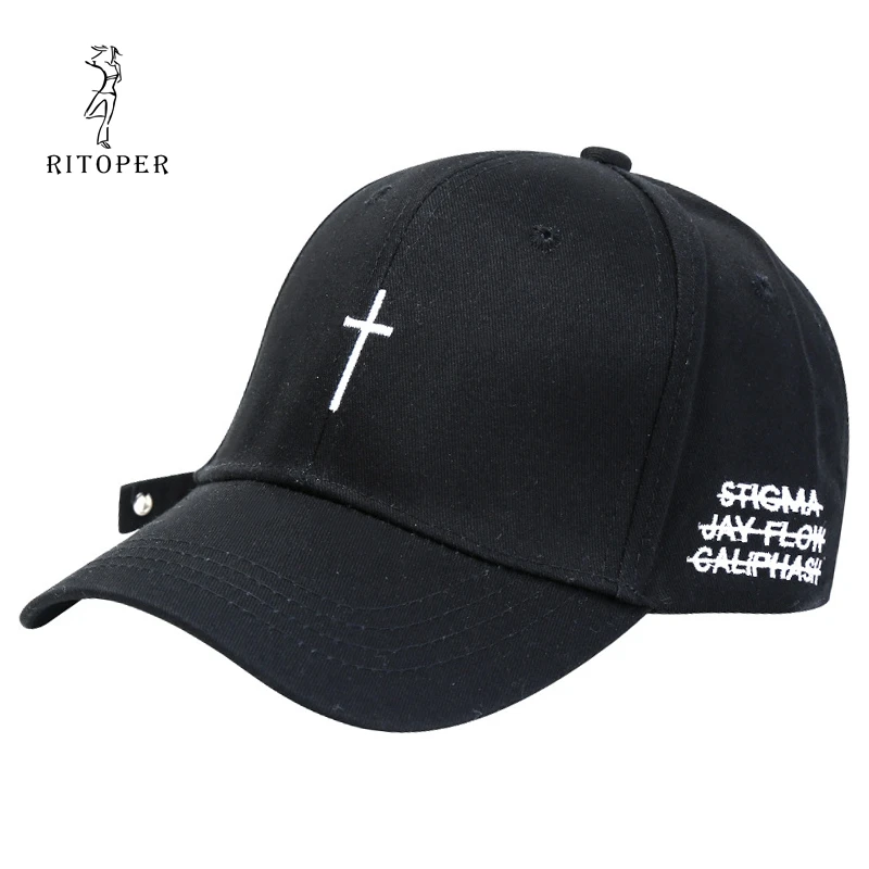 

RITOPER Unisex Baseballl Caps Cross Embroidery Hip hop Couples Hat Pattern Solid Streetwear Snapback Word Casquette Gorras New