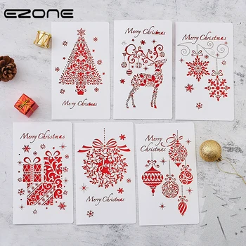 

EZONE Christmas Theme Greeting Card+ Envelope Sets Wallet Envelope Christmas Tree/Elk/Snowflake Christmas Stationery Supply