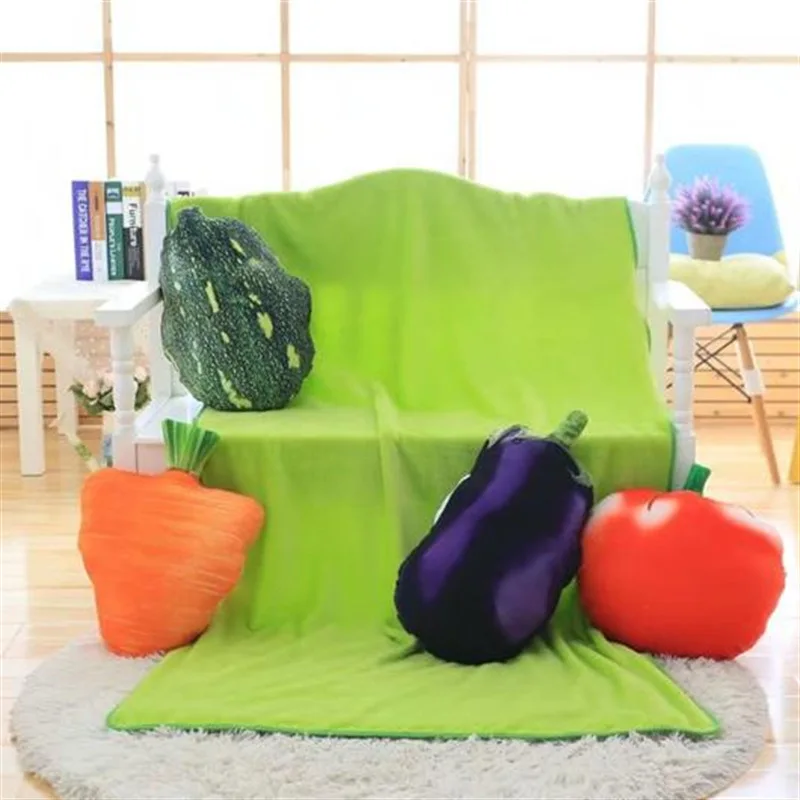 

Creative 3D Double-Sided Printed Fruit & Vegetable Pillow Triple Use Blanket Plush Toys for a Girlfriend of Gift