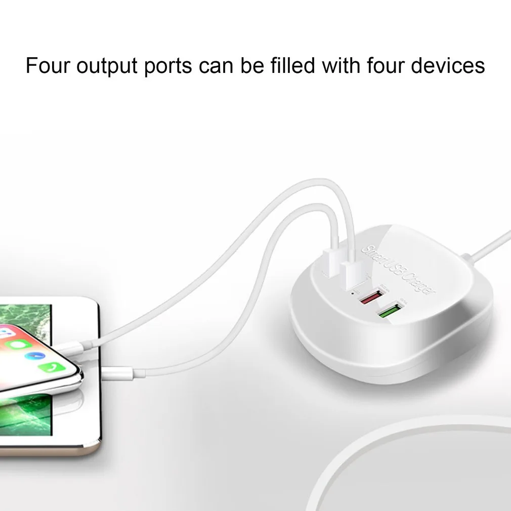 4-Port USB 20W Multi-port Charger Travel Charger With Its Own Line For Business Trip USB Power Strip 2.4A