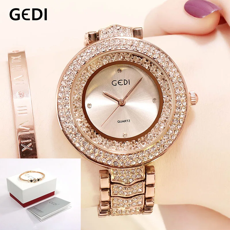 Reloj femininos GEDI часы женские Топ люксовый Бренд стразы женские часы модные женские часы браслет женские наручные часы - Цвет: White Box