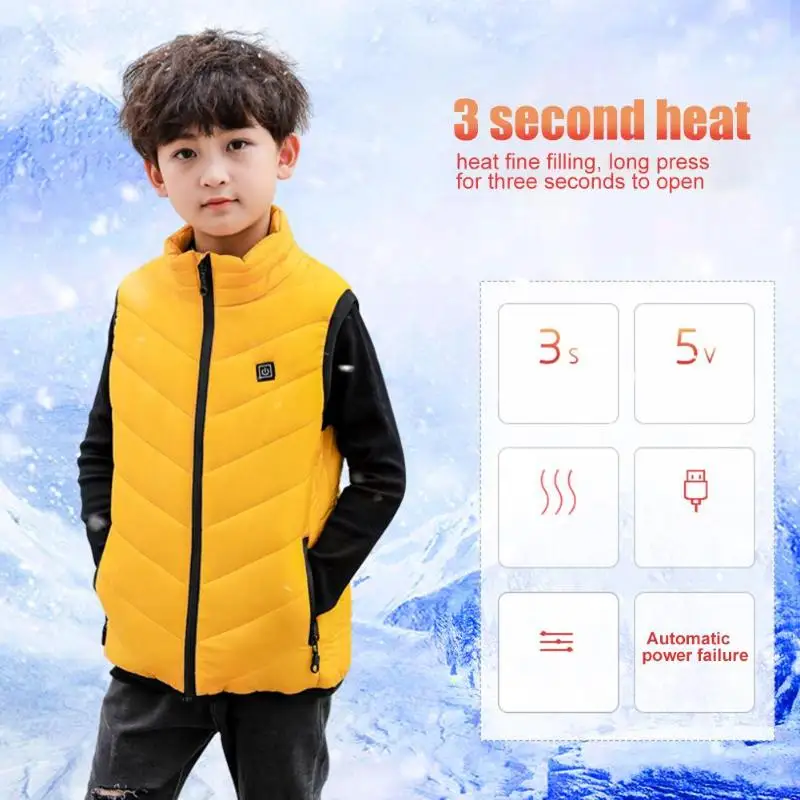 Детский жилет с электроподогревом и USB зимний уличный тепловым подогревом куртка