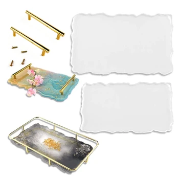 

2Pcs Rectangle Epoxy Resin Mold Irregular Tray Large Silicone Mold for Resin U4LE