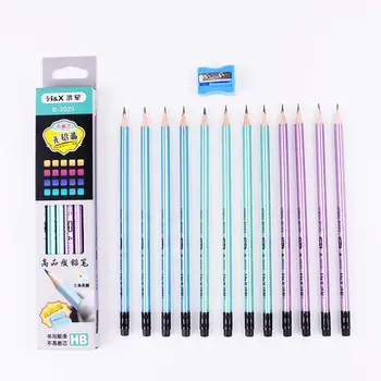 

12 PCS HB Wooden Rod Pencil Writing Pencil Triangular Pencil Environmental Supplies Painting Calligraphy Colourful Health