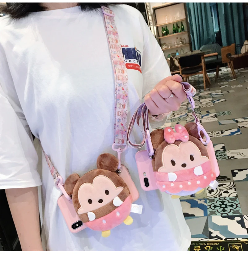 

3D Cartoon Zipper Wallet Ear Bowknot Minnie Silicone Phone Cover Case For iPhone X XR XS 11 pro MAX 7 8 6S plus Crossbody Strap
