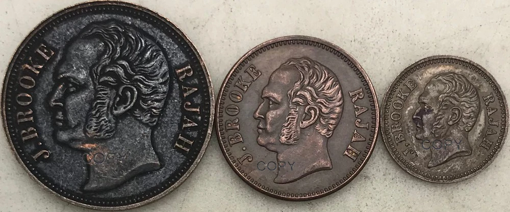 Малайзия Саравак 1863 1 один цент 1/2 пол-цента 1/4 четверть цента красные медные